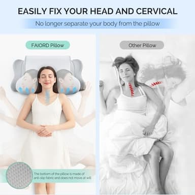 Cervical Pillow for Neck Pain Relief - Cooling Ergonomic Dual-Sided Orthopedic Neck Pillow with Ice Silk Pillowcase, Breathable Memory Foam Contour Pillow for Side, Back, Stomach Sleepers - Image 5
