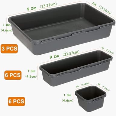 Kutesna 15 PCS Interlocking Desk Drawer Organizer Separator for Office,Bathroom,Kitchen,Makeup（Black） - Image 2