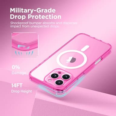 CAPRARO Magnetic Compatible with iPhone 16 Pro Case, Upgraded [Full Camera Protection] [Compatible with MagSafe] Protective Translucent Matte Women Girl Phone Case Cover, Clear Neon - Image 6