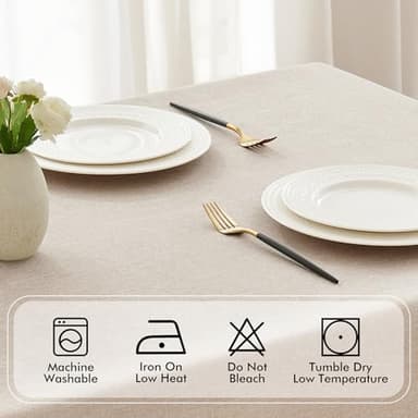 MIULEE Natural Thick Polyester Rectangle Tablecloth with Decorative Cutouts Waterproof Stain Resistant Table Cloth Farmhouse Table Cover for Thanksgiving Dining Party Camping, 52 x 70 inch - Image 6