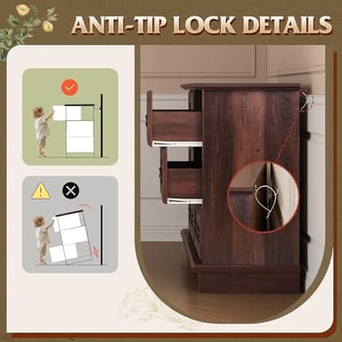 WLIVE Wood Dresser for Bedroom with 6 Drawer, 51.97'' Wide, Farmhouse Long Storage Dresser Organizer with Roman Metal Handle, TV Stand for 60 inch TV, Chest of Drawers for Living Room, Hallway, Brown - Image 7