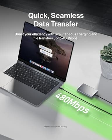 Belkin USB C to USB C Cable, 6.6ft, 240W - Type C Charger, iPhone Charger Cord, Soft, Braided, Flexible for iPhone 17, Galaxy S25, Pixel 10, MacBook, Chromebook, iPad Pro, Switch Steam Deck – Black - Image 7