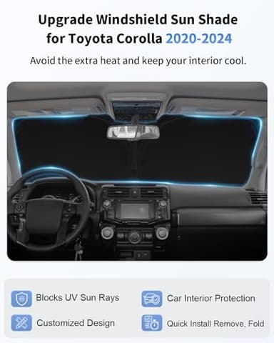 for Toyota Corolla Car Windshield Sunshade for 2020-2023 2024 Corolla Accessories Thicken 4-Layer Foldable Front Window Sun Shades Cover Sun Visor Protector 240T Reflective Fabric Car Accessories - Image 5