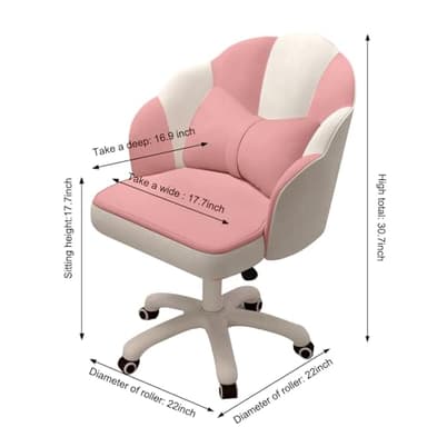 HDHNBA Vanity Chair Velvet Petal Desk Chair Upholstered Modern Tufted Home Office Chair with Back, Height Adjustable Computer Task Chair for Bedroom Living Room - Image 2
