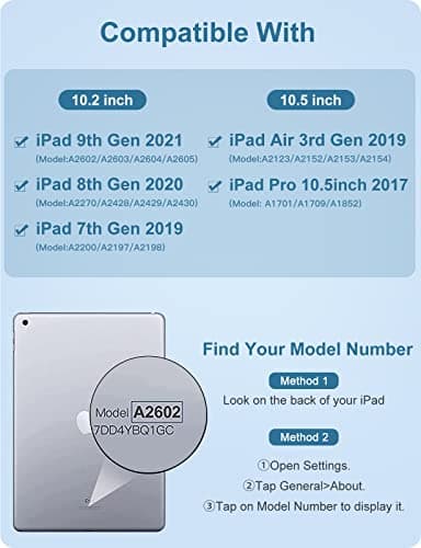 Hamile for iPad 9th/8th/7th Generation Case with Keyboard 10.2 Inch - 7 Colors Backlit Wireless Detachable Folio Keyboard Cover with Pencil Holder for iPad Pro 10.5" / iPad Air 3rd Gen (Sky Blue) - Image 2