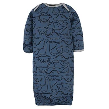 Gerber Unisex Baby Boy and Girls 4-Pack Sleeper Gown Dinosaur Blue 0-6 Months - Image 4