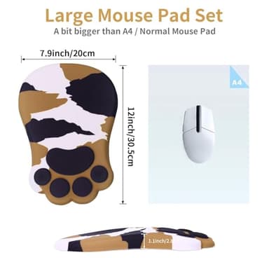 L-SPOUTTO Ergonomic Mouse Pad with Wrist Rest,Cute Cat Paw Mousepad Wrist Support,Comfortable Massage Design Computer Pain Relief Mouse Pad with Non-Slip PU Base for Desk Laptop Gaming,Tortoiseshell - Image 4