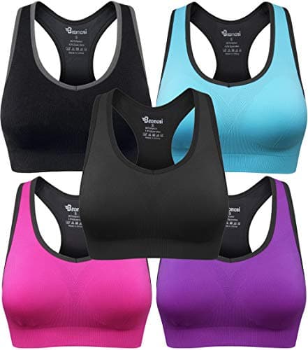 BAOMOSI Women's Seamless Racerback Sports Bra High Impact Support Yoga Gym Workout Fitness Black Blue Grey Purple Rose Red XL - Image 1