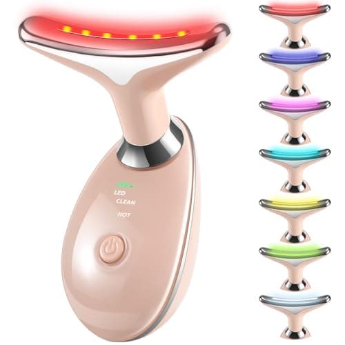 VGY 7-in-1 Face Massager Tool for Skin Care, Red Light Therapy for Face, Double Chin Gift (Pink) - Image 1