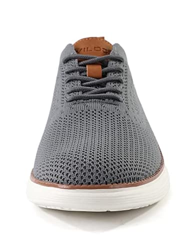 VILOCY Men's Casual Dress Sneakers Oxfords Business Mesh Breathable Walking Shoes Tennis Comfortable Fashion Office EU44 Grey - Image 7