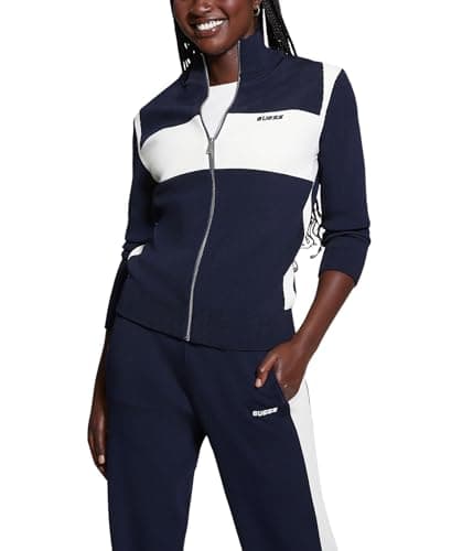 GUESS Women's Michela Full Zip Sweater, Daring Ocean - Image 1