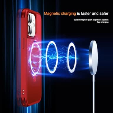 SKYLMW Compatible with iPhone 12 Case & iPhone 12 Pro Case 6.1" with Invisible Magnetic O-Ring Stand [Compatible with Mag-Safe][Great Grip Feeling], Red - Image 3