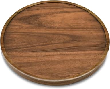 14" Acacia Wood Lazy Susan Organizer Kitchen Turntable for Cabinet Pantry Table Organization - Image 2