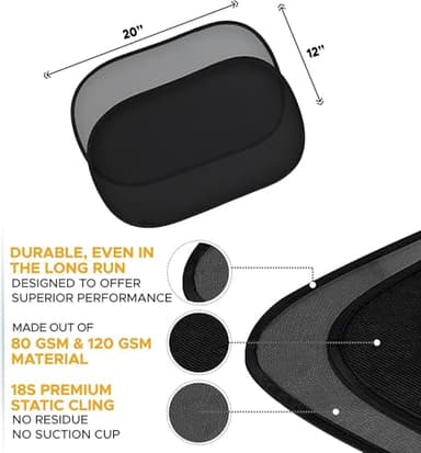 EcoNour Car Window Shades for Baby (4 Pack) | Protects Baby from Window Sun & Heat | Sun Shade Side Windows for Kids | Automotive Sun Protection from UV | Child Safety Accessories | Medium - 20"x12" - Image 4