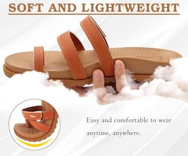 KuaiLu Womens Slides Sandals With Arch Support Comfort Plantar Fasciitis Yoga Mat Cushion Sandals Fashion Summer Beach Walking Adjustable Ladies Flat Orthotic Slip On Sandles Khaki Size 8 - Image 4