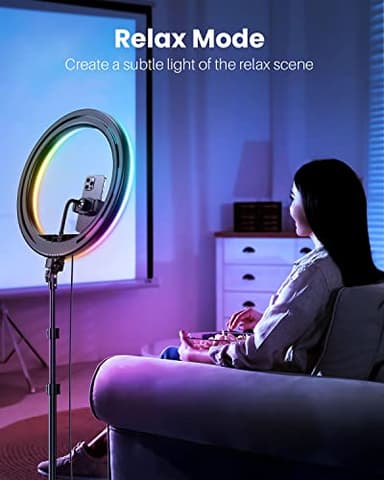 Weilisi 12'' Ring Light with Stand 72'' Tall & 2 Phone Holders,38 Color Modes Selfie Light with Tripod Stand, Big LED Ring Light for iPhone/Android/Camera,YouTube,Makeup - Image 2