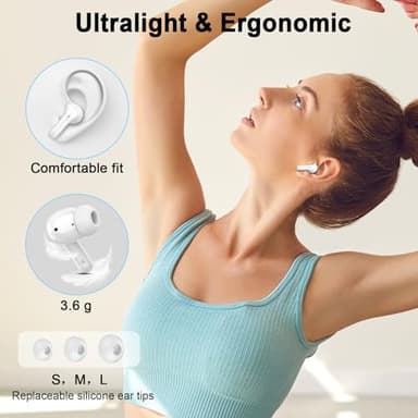Rinsmola Wireless Earbuds, 2025 Bluetooth 5.4 Headphones Deep Bass Stereo Ear Buds, 4 ENC Noise Cancelling Mic, USB-C in-Ear Earphones, IP7 Waterproof Sport Workout for Laptop Pad Android iOS Phone - Image 6