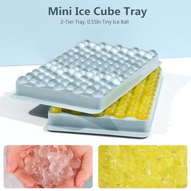 WIBIMEN Mini Ice Cube Trays, Small Tiny Round Pebble Crushed Nugget Ice Trays for Freezer with Lid - Chilling Drinks Coffee Juice(2 Pack/0.55In - Blue) - Image 7