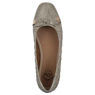 WHITE MOUNTAIN Women's Bocah Diamond Quilted Cap Toe Ballet Flat, Gold/Glitter/Fab, 6 M - Image 6