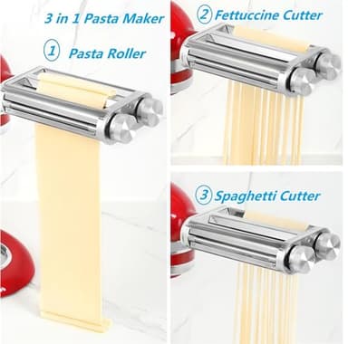FavorKit Pasta Maker Attachment for KitchenAid Mixers,3 in 1 Set Included Pasta Sheet Roller, Spaghetti and Fettuccine Cutter Accessories - Image 2