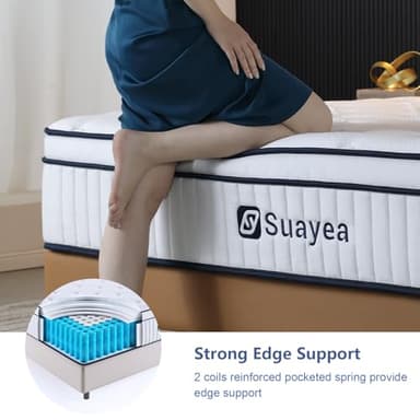 SUAYEA Queen Mattress, 12 Inch Queen Size Mattress in a Box, Pocket Spring and Soft Foam, Ultimate Motion Isolation, Strong Edge Support, Medium Firm - Image 4