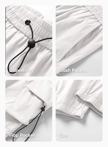 JMIERR Men's Casual Lounge Travel Parachute Pants Wide Leg Trousers Beam Feet Harem Baggy Sweatpants Cargo Pants for Fall Essentials Clothes Trendy Street Wear,L,Snow White - Image 4