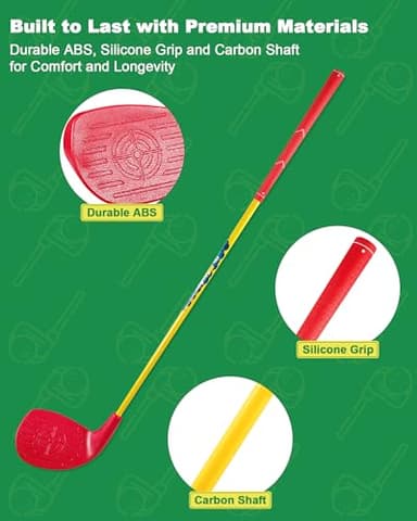 4 Pack Red Golf Clubs with 5” x 3.5” Oversized Heads and 36” Lightweight Carbon Shaft Perfect for Outdoor Yard Games - Image 4