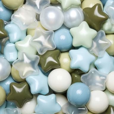 TRENDPLAY Star Ball Pit Balls 50 for Toddlers - Ball Pit Ball Shapes for Boys Girls Fun, Birthday Party, Christmas Decoration, Cream Colors Pink+Pearl White - Image 2