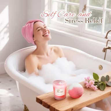 Birthday Gifts for Women, Mom, Sister, Friend: Unique Pink Self Care Spa Relaxation Baskets Set, Christmas, Holiday, Valentines Day Presents for Her, Girlfriend, Grandma, Wife, Bestie, Coworkers - Image 3