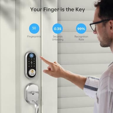 Smart Deadbolt, SMONET Fingerprint Electronic Deadbolt Door Lock with Keypad-Bluetooth Keyless Entry Front Door Digital Keypad App Control, Ekeys Sharing, App Monitoring Auto Lock for Homes and Hotel - Image 2
