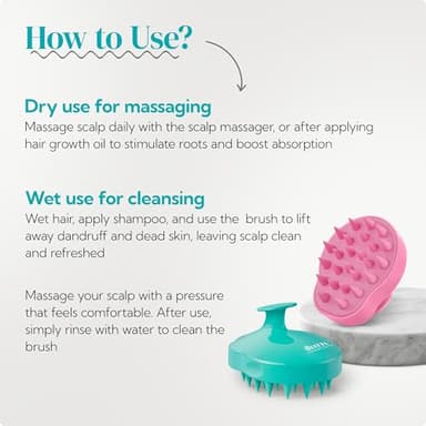 HEETA Hair Scalp Massager Shampoo Brush 2 Pack, Soft Silicone Bristles to Remove Dandruff, Waterproof Hair Scrubber for Both Wet Dry Use, Suitable for Men & Women (Green & Pink) - Image 5