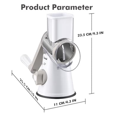 Geedel Rotary Cheese Grater, Kitchen Mandoline Vegetable Slicer with 3 Interchangeable Blades, Easy to Clean Rotary Grater Slicer for Fruit, Vegetables, Nuts - Image 9