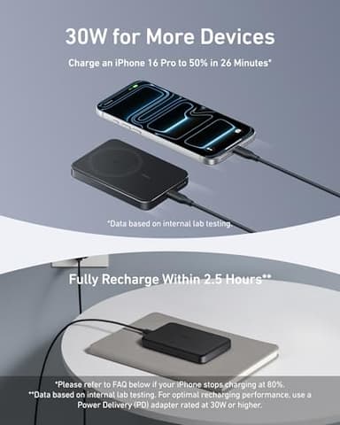 Anker MagGo Power Bank, Ultra-Slim 10,000mAh Magnetic Battery Pack, Qi2 Certified 15W Ultra-Fast MagSafe Compatible Portable Charger, Ergonomic Design, for iPhone17/16/15/14 Series Only（Not for Pixel） - Image 6