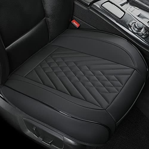 GIANT PANDA Premium PU Leather Front Car Seat Cover Protector Anti-Slip Bottom Seat Cover Fits 95% of Vehicles, Wrapping Around The Bottom (1 Pack - Black) - Image 1