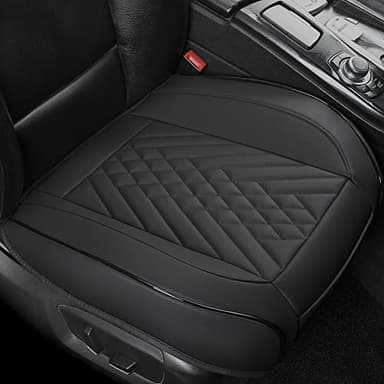 GIANT PANDA Premium PU Leather Front Car Seat Cover Protector Anti-Slip Bottom Seat Cover Fits 95% of Vehicles, Wrapping Around The Bottom (1 Pack - Black) - Image 1