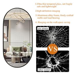 Protylctaster Oval Mirrors,Oval Bathroom Mirrors,20x28 Black Mirror,espejos decorativos de pared,Bathroom Mirrors for Over Sink(Black) - Image 4