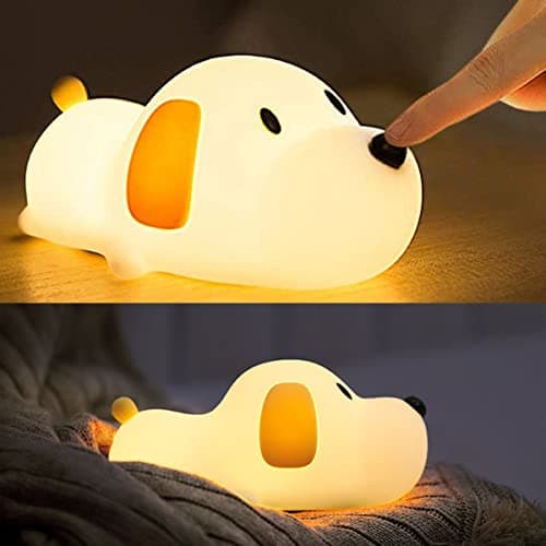 HAPPYBAG Kids Night Light,Cute Soft Silicone Dog Lamp Dimmable Nursery Portable Puppy Kawaii Lamps,Bedside Lamp for Baby and Toddler,Boy Girls - Image 1