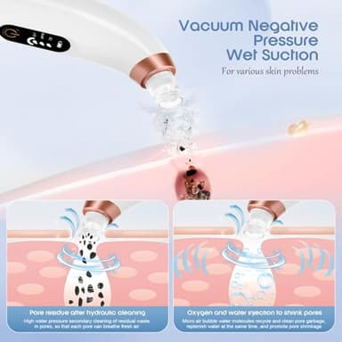 Danvisit Blackhead Remover Vacuum: Water Cycle Facial Pore Cleaner with 3 Suction Power 6 Probes USB Rechargeable Pore Vacuum Blackhead Extractor Tools - Image 3