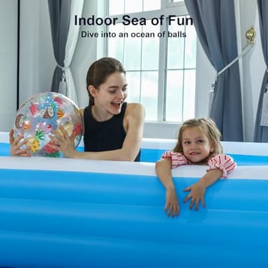 Large Inflatable Pool with Canopy - 145'' x 74'' x 22'' Oversized Thickened Blow Up Pool for Family, Extra Large Swimming Pool with Pump for Backyard, Garden and Outdoor Fun - Image 8