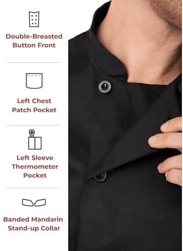 Chef Works Unisex Chambery Chef Coat, Black, X-Large - Image 5