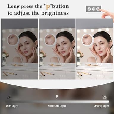 Vanity Mirror with Lights, Hollywood Lighted Vanity Mirror with 15 Dimmable LED Bulbs, 3 Color Modes, USB Charging Port, Light up Mirror with Touch Control for Bedroom, Tabletop, 23" x 18" - Image 3