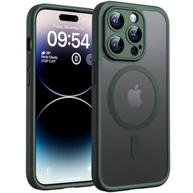 TOCOL Magnetic for iPhone 14 Pro Case, Upgraded Full Camera Protection, Compatible with Magsafe, Drop Protection, Translucent Matte Back Bumper Phone Cover 6.1-Inch, Alpine Green - Image 1