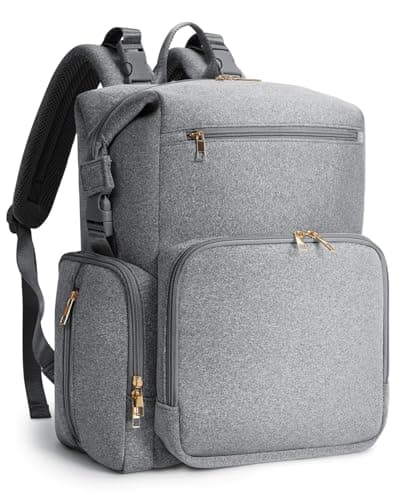CEI-CEI Neoprene Diaper Bag Backpack with Insulated Pockets, Large Newborn Baby Maternity Bags Travel Tote with Changing Pad (Grey) - Image 1