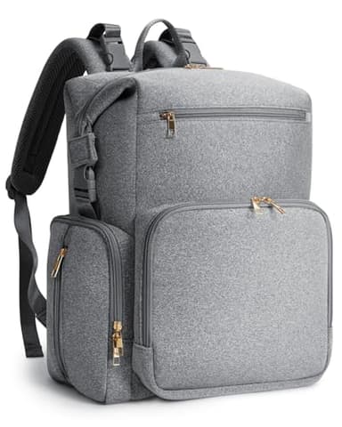 CEI-CEI Neoprene Diaper Bag Backpack with Insulated Pockets, Large Newborn Baby Maternity Bags Travel Tote with Changing Pad (Grey) - Image 1
