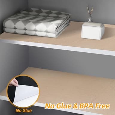 Shinlendid Shelf and Drawer Liner for Kitchen Cabinets Non-Adhesive, Strong Grip Non-Slip Thickened Cabinet Liners for Shelves, Waterproof Mats for Dresser Cupboard, Khaki, 23 in x 30 Feet - Image 6
