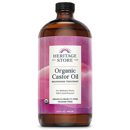 HERITAGE STORE Organic Castor Oil - Glass Bottle - Nourishing Treatment for Hair and Skin - Hair Oil, Eyelash Serum for Eyelashes, Brows, Castor Oil Packs - Cold Pressed, Hexane Free, Vegan 32oz - Image 1