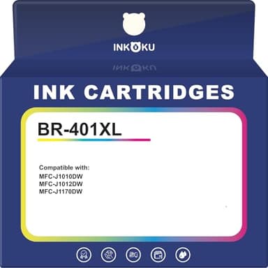 INKOKU LC401XL Compatible for Brother LC401 Ink Cartridges High Yield Work with Brother MFC-J1010DW MFC-J1012DW MFC-J1170DW Printer (Black Cyan Magenta Yellow, 4 XL Combo Pack) - Image 1