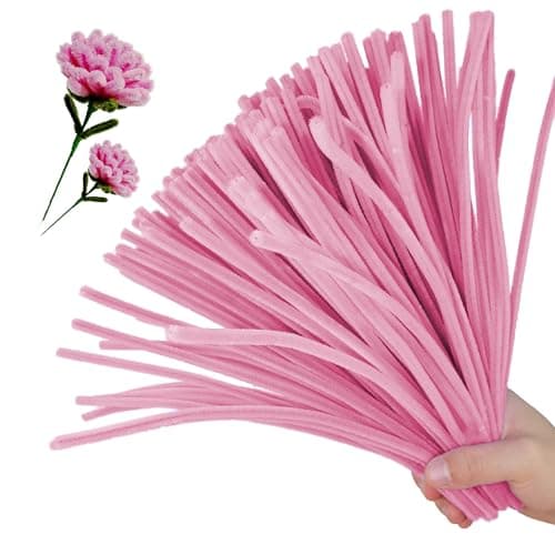 ESUOHYM 200 PCS Pink Colors Pipe Cleaners Craft Chenille Stems DIY Art Supplies Colorful Thick Fluffy Fuzzy Wire Sticks Bulk for Kids and Adults (Pink) - Image 1