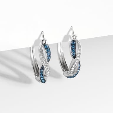 Amazon Essentials .925 Sterling Silver Rhodium Plated Crystal Twisted Hoop Earrings for Women, Hypoallergenic Nickel-Free, Lightweight Hoops with Click Post Closure - Image 5