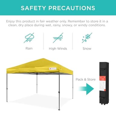 Best Choice Products 10x10ft 1-Person Setup Pop Up Canopy Tent Instant Portable Shelter w/ 1-Button Push, Case, 4 Weight Bags - Yellow - Image 5